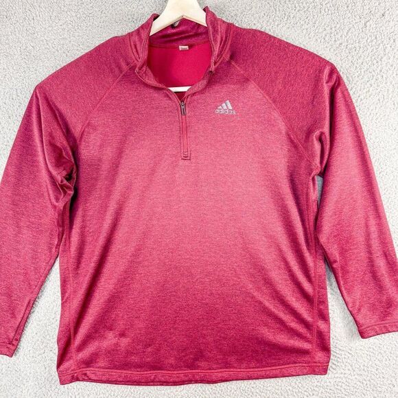 Adidas 1/4 Zip Jacket Mens Large Red Pullover Athleisure Outdoor Gym‎ Run Hike - Picture 1 of 11